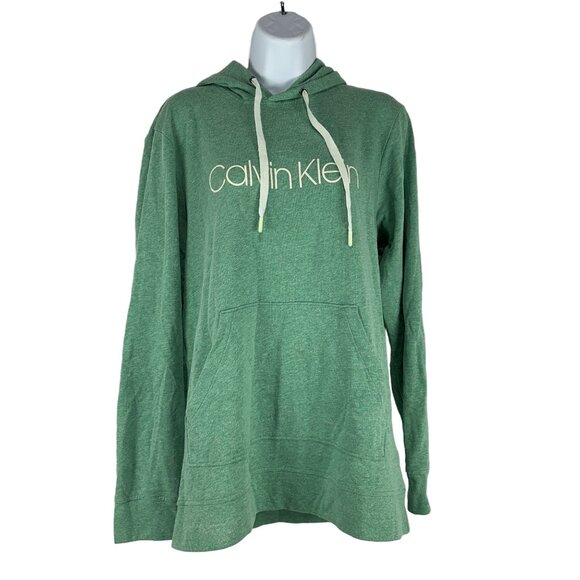 Calvin Klein Green Logo Hoodie Mens Size M Soft Comfortable Casual Top - Picture 1 of 7